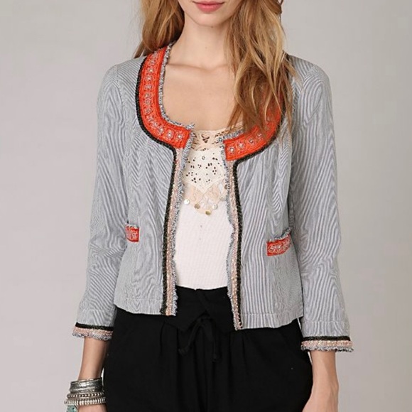 Free People Jackets & Blazers - FREE PEOPLE Pinstripe My Fair Lady Blazer Jacket